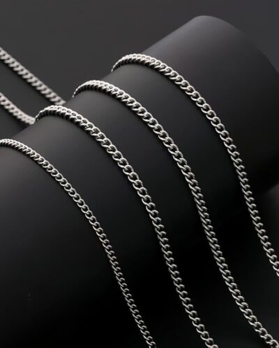 3mm Simple Thin Curb Chain Necklace DIY Jewelry for Men Women