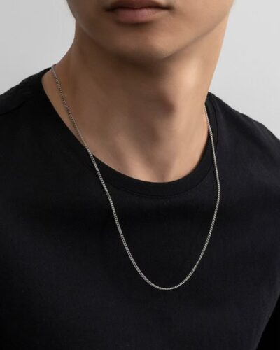 3mm Simple Thin Curb Chain Necklace DIY Jewelry for Men Women