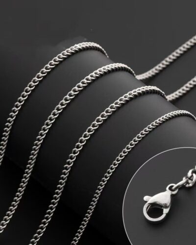 3mm Simple Thin Curb Chain Necklace DIY Jewelry for Men Women