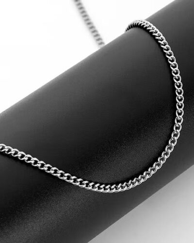 3mm Simple Thin Curb Chain Necklace DIY Jewelry for Men Women