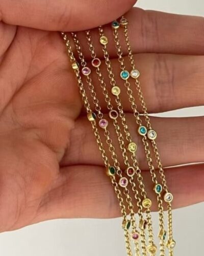 18K Gold Plated Colorful Zircon Bracelet with Birthstones