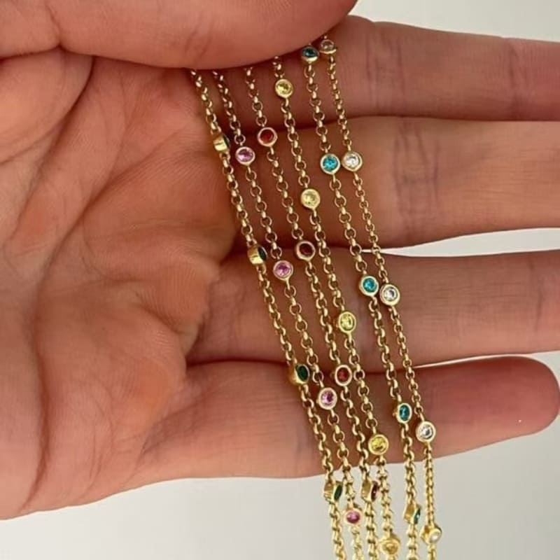 18K Gold Plated Colorful Zircon Bracelet with Birthstones