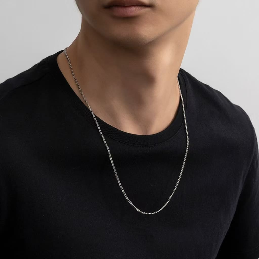 4 3mm Simple Thin Curb Chain Necklace for Men Women