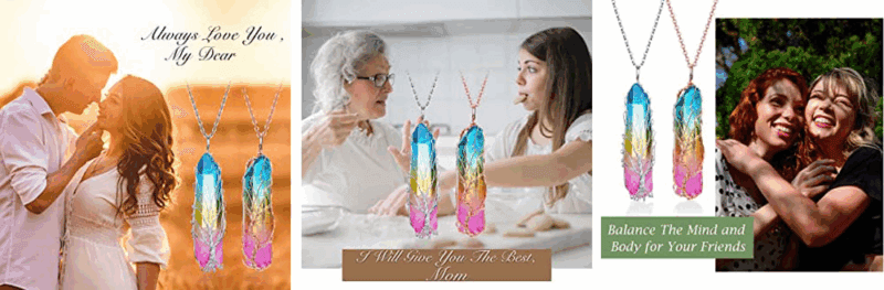 Faceted Rainbow Chakra Gemstone Necklace Crystal Pendant