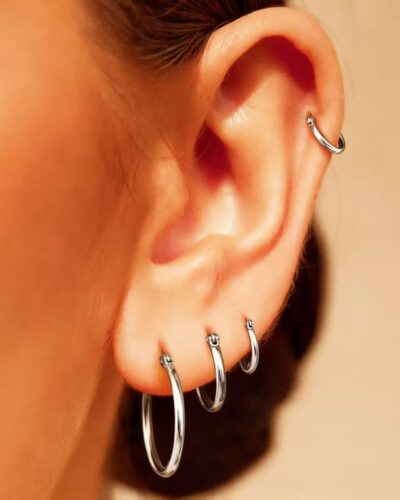 4 Pairs Round Stainless Steel Gold Hoops Daily Wear