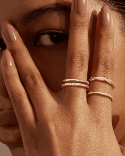 4 Pcs Twisted Everyday Stacked Rings Set Promise Wedding Band