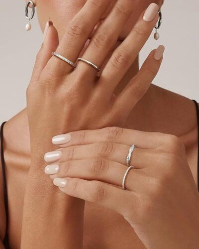 4 Pcs Twisted Everyday Stacked Rings Set Promise Wedding Band