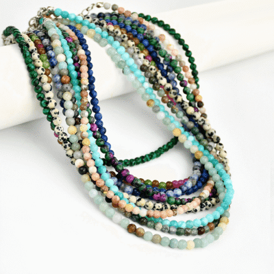 4MM Colored Beaded Tourmaline Necklace Wholesale 2