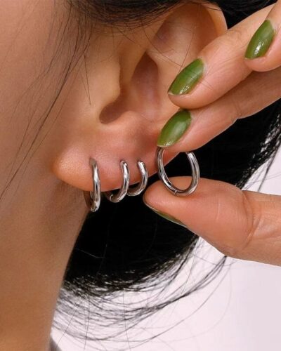 4Pcs Minimalist Stainless Steel Hoop Earrings Small Unisex