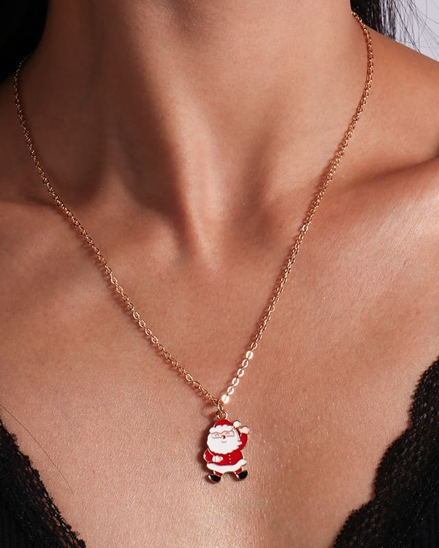 4Pcs Set Delicate Enamel Christmas Necklace for Women