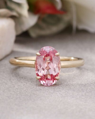Vaihtoehtoinen näkymä 4ct Oval Pink Lab Grown Gemstone Ring:stä