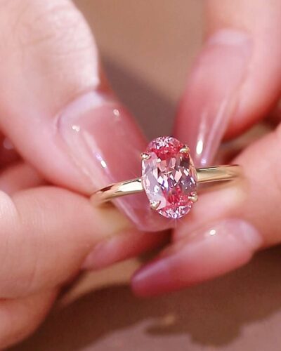 4ct Oval Pink Lab Grown Gemstone Ring