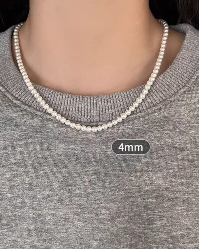 Minimalist 8MM White Pearl Necklace Stackable