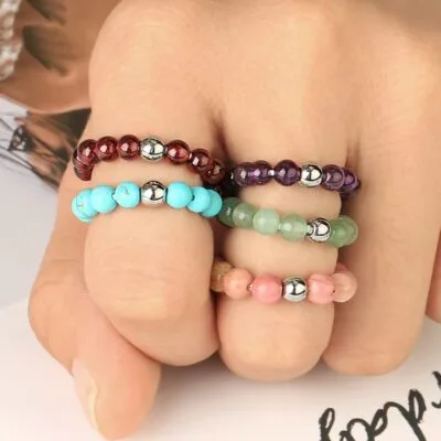4mm Crystal Bead Rings Adjustable Elastic Ring Bulk