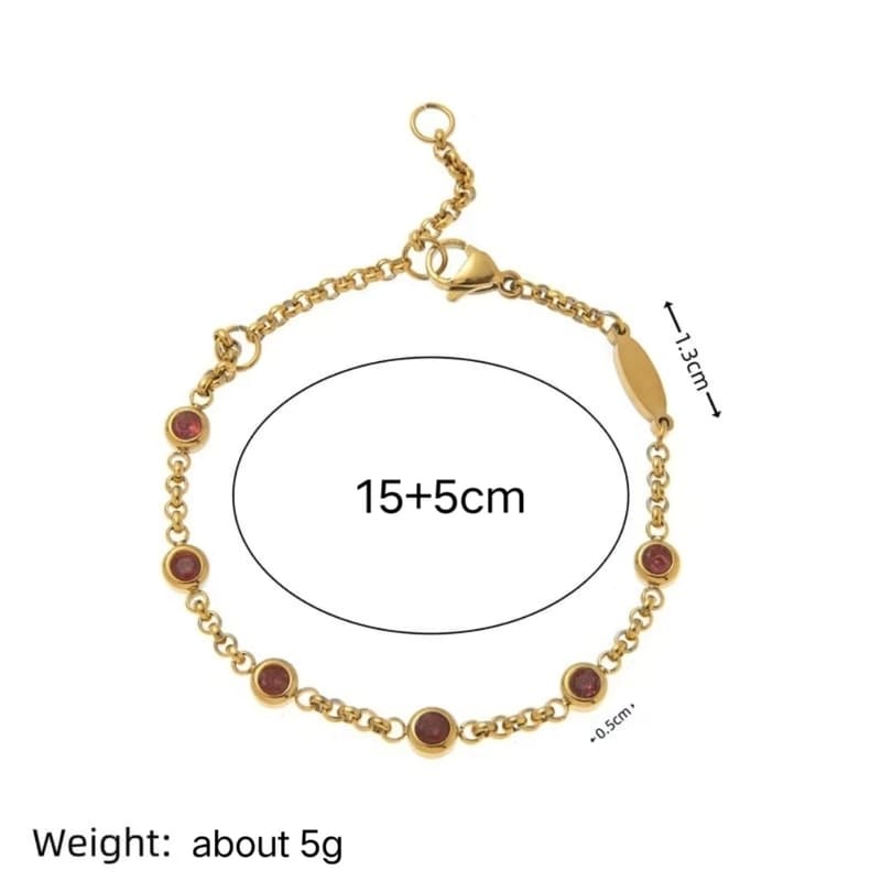 18K Gold Plated Colorful Zircon Bracelet with Birthstones
