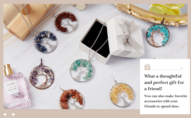 6 Colors Tree of Life Pendant Crystal Necklaces Bulk