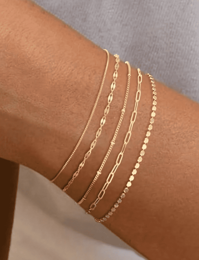 5 6Pcs Minimalist Stackable Gold Bracelets Set Everyday Jewelry 1
