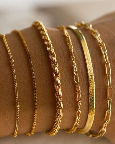 5-6Pcs Minimalist Stackable Gold Bracelets Set Everyday Jewelry