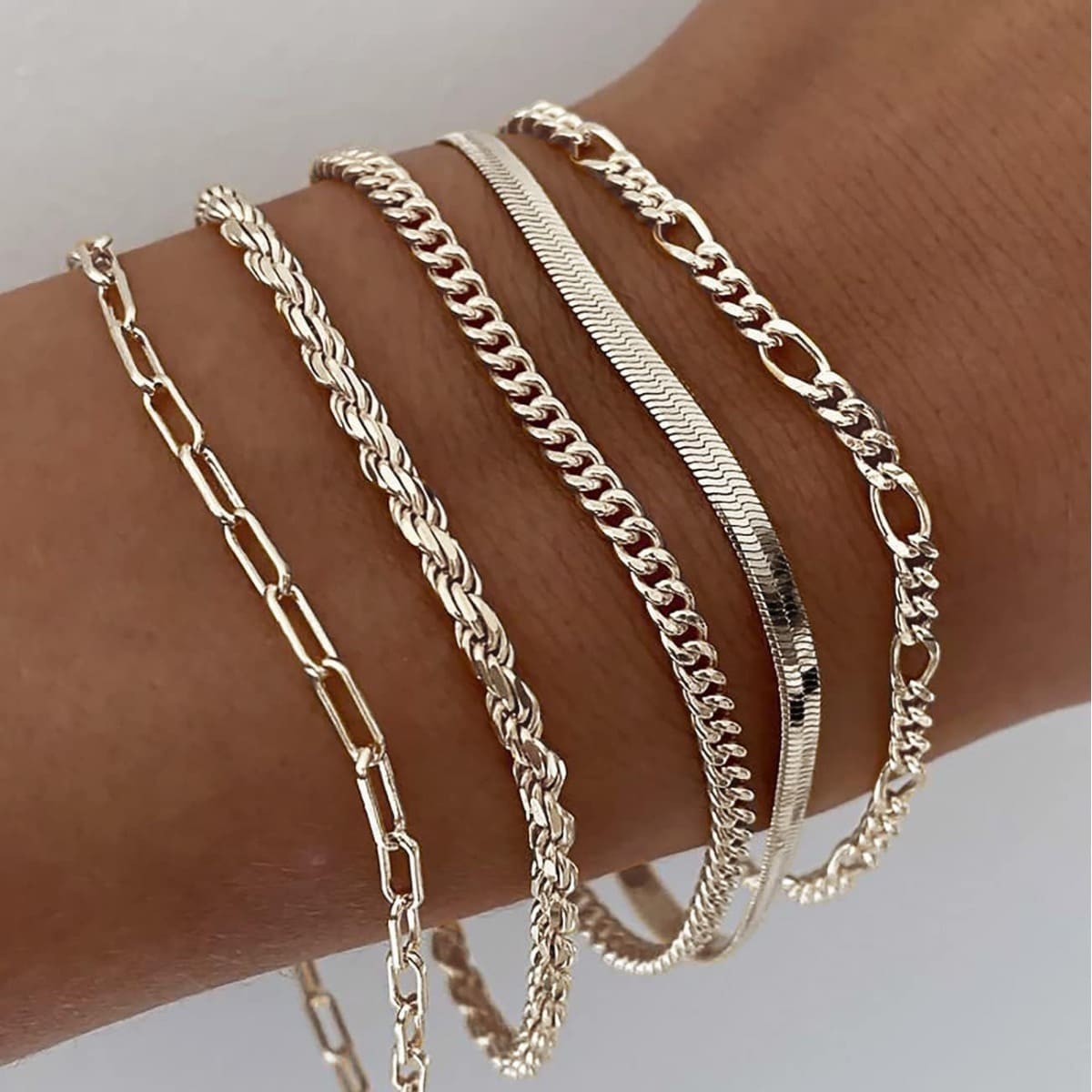 5 6Pcs Minimalist Stackable Gold Bracelets Set Everyday Jewelry 4 1