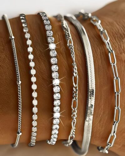 5-6Pcs Minimalist Stackable Gold Bracelets Set Everyday Jewelry