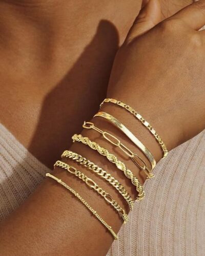 5-6Pcs Minimalist Stackable Gold Bracelets Set Everyday Jewelry