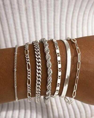 5-6Pcs Minimalist Stackable Gold Bracelets Set Everyday Jewelry