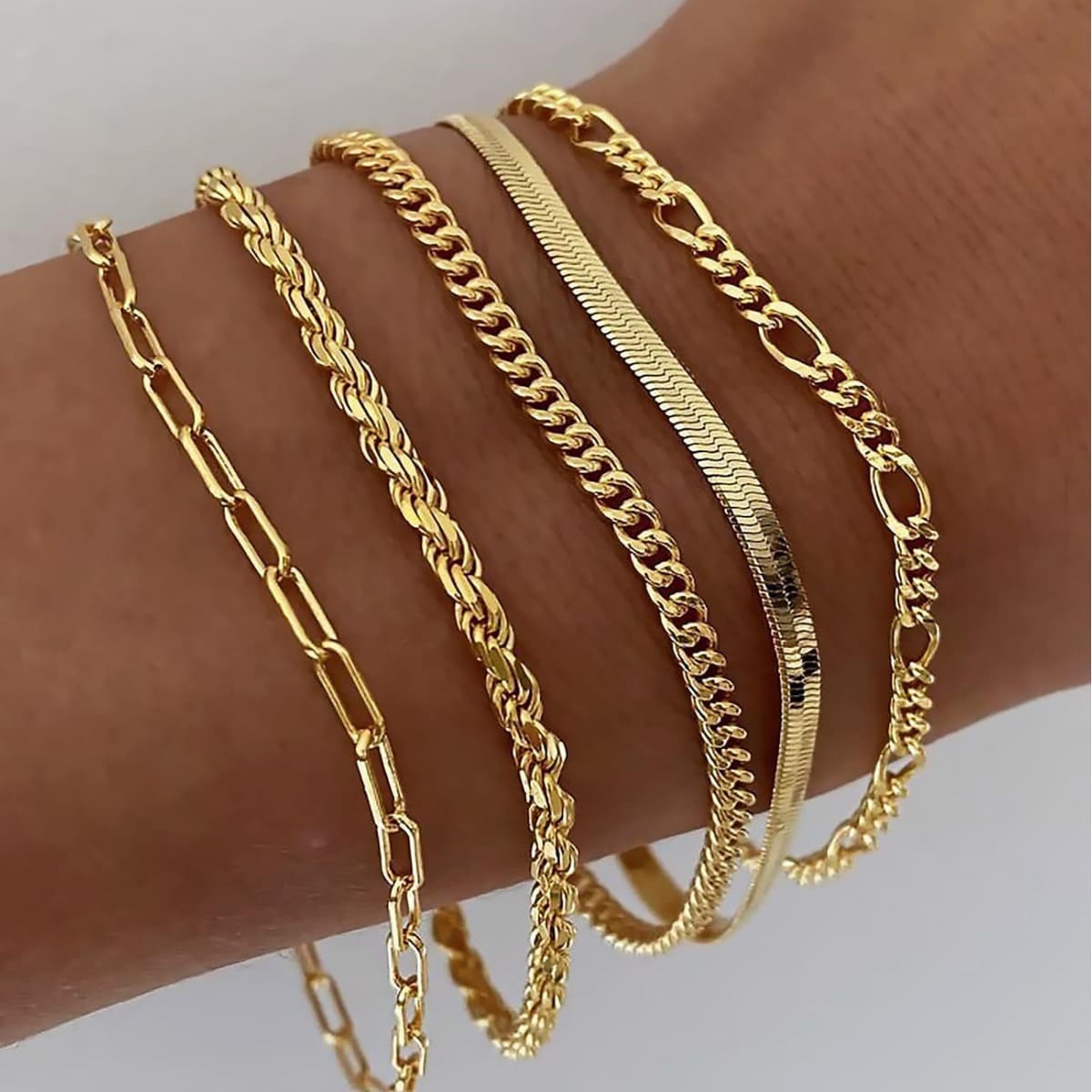 5 6Pcs Minimalist Stackable Gold Bracelets Set Everyday Jewelry 7 1