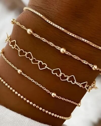 5-6Pcs Minimalist Stackable Gold Bracelets Set Everyday Jewelry