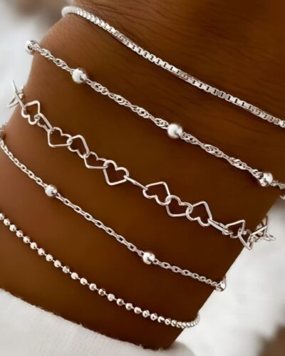 5-6Pcs Minimalist Stackable Gold Bracelets Set Everyday Jewelry