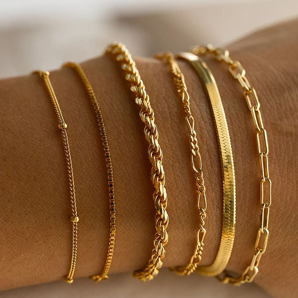 5 6Pcs Minimalist Stackable Gold Bracelets Set Everyday Jewelry 9 1