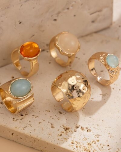 5 7Pcs Open Design Vintage Chunky Golden Ring Set for Women 6