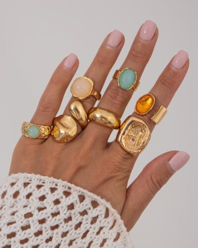 5-7Pcs Open Design Vintage Chunky Golden Ring Set for Women