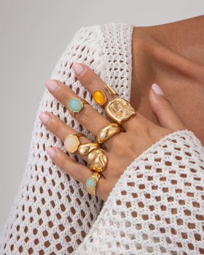 5-7Pcs Open Design Vintage Chunky Golden Ring Set for Women
