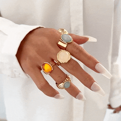 5-7Pcs Open Design Vintage Chunky Golden Ring Set for Women