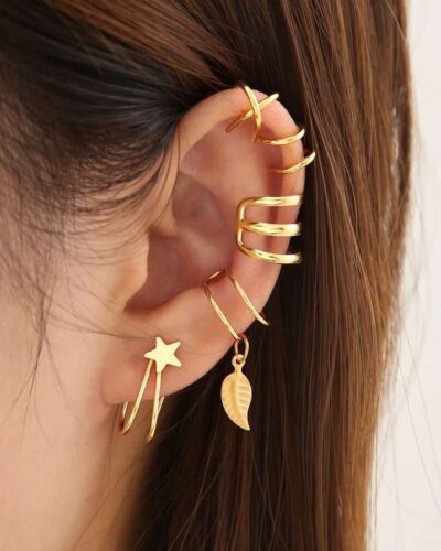 5-Piece Clip-On Multi-Layer Openwork Earring Sets