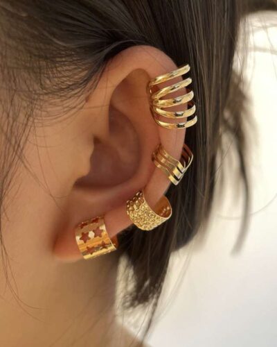 5-Piece Clip-On Multi-Layer Openwork Earring Sets