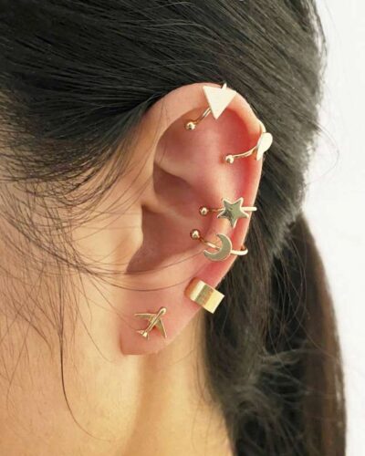 5-Piece Clip-On Multi-Layer Openwork Earring Sets