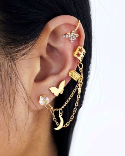 5-Piece Clip-On Multi-Layer Openwork Earring Sets