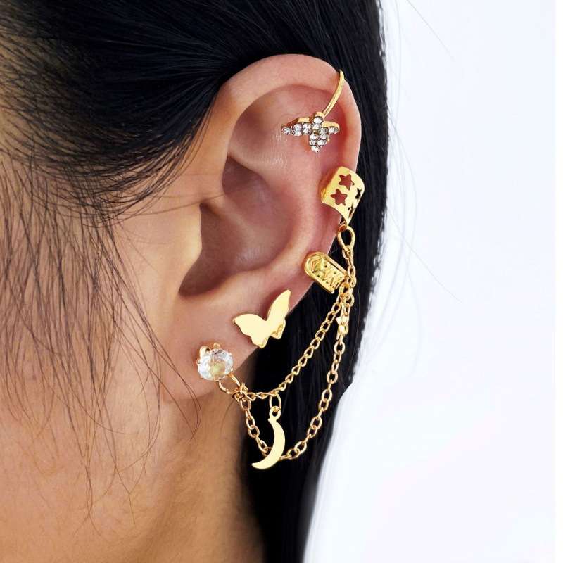 5-Piece Clip-On Multi-Layer Openwork Earring Sets