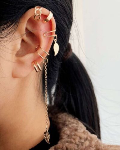 5-Piece Clip-On Multi-Layer Openwork Earring Sets