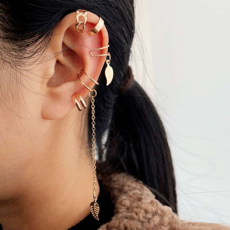 5-Piece Clip-On Multi-Layer Openwork Earring Sets