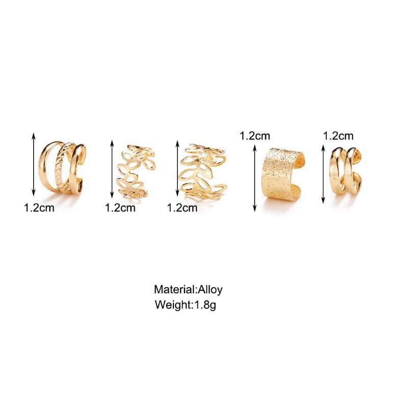 5-Piece Clip-On Multi-Layer Openwork Earring Sets - 画像10