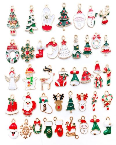30-50Pcs Enamel Christmas Charms for Crafts DIY Making