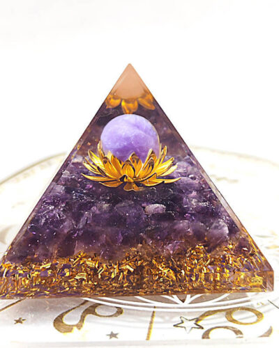 5CM Natural Orgone Crystal Pyramids with Lotus