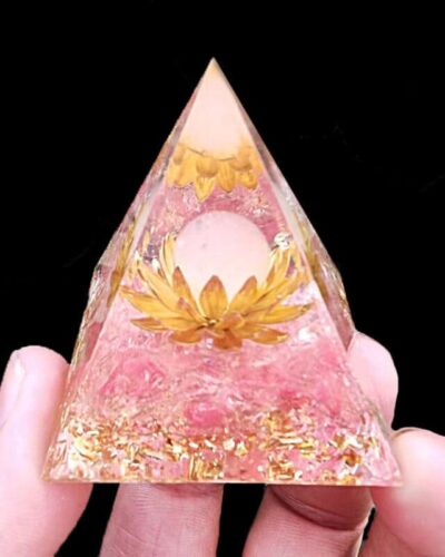 5CM Natural Orgone Crystal Pyramids with Lotus