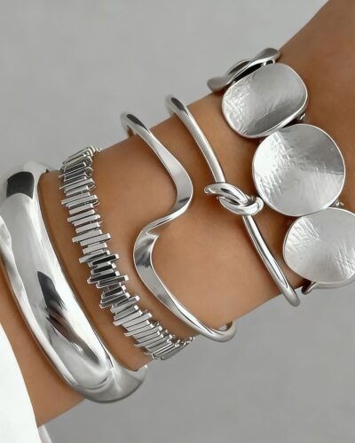 5Pcs Bold Vintage Geometric Stackable Bangle Bracelets for Women