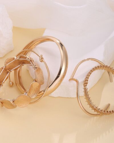 5Pcs Bold Vintage Geometric Stackable Bangle Bracelets for Women