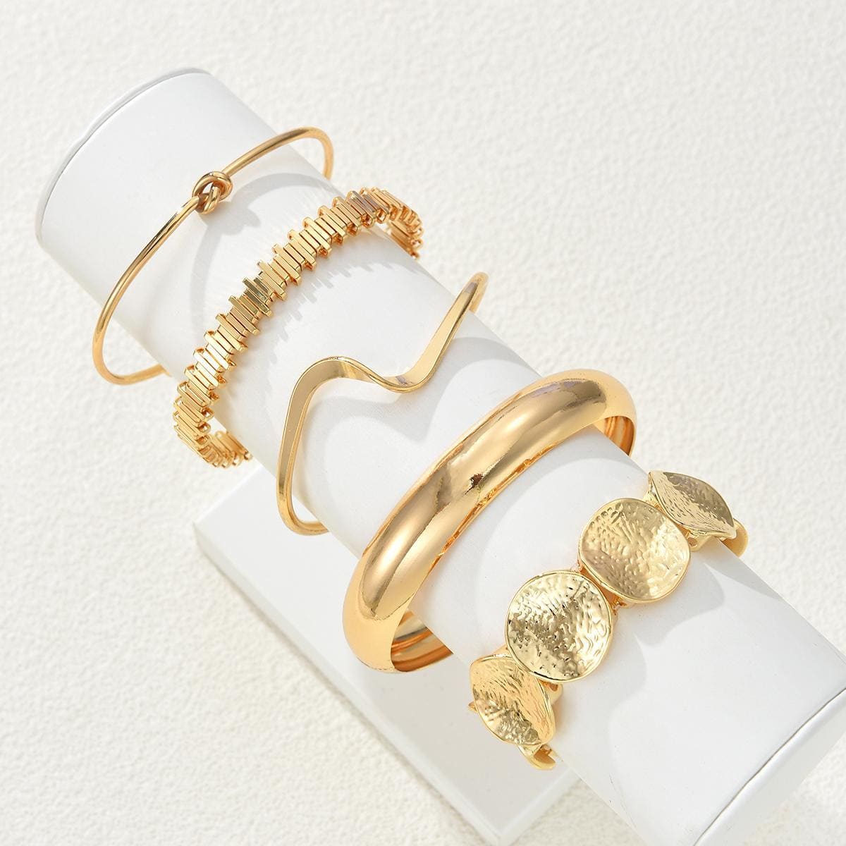 5Pcs Bold Vintage Geometric Stackable Bangle Bracelets for Women