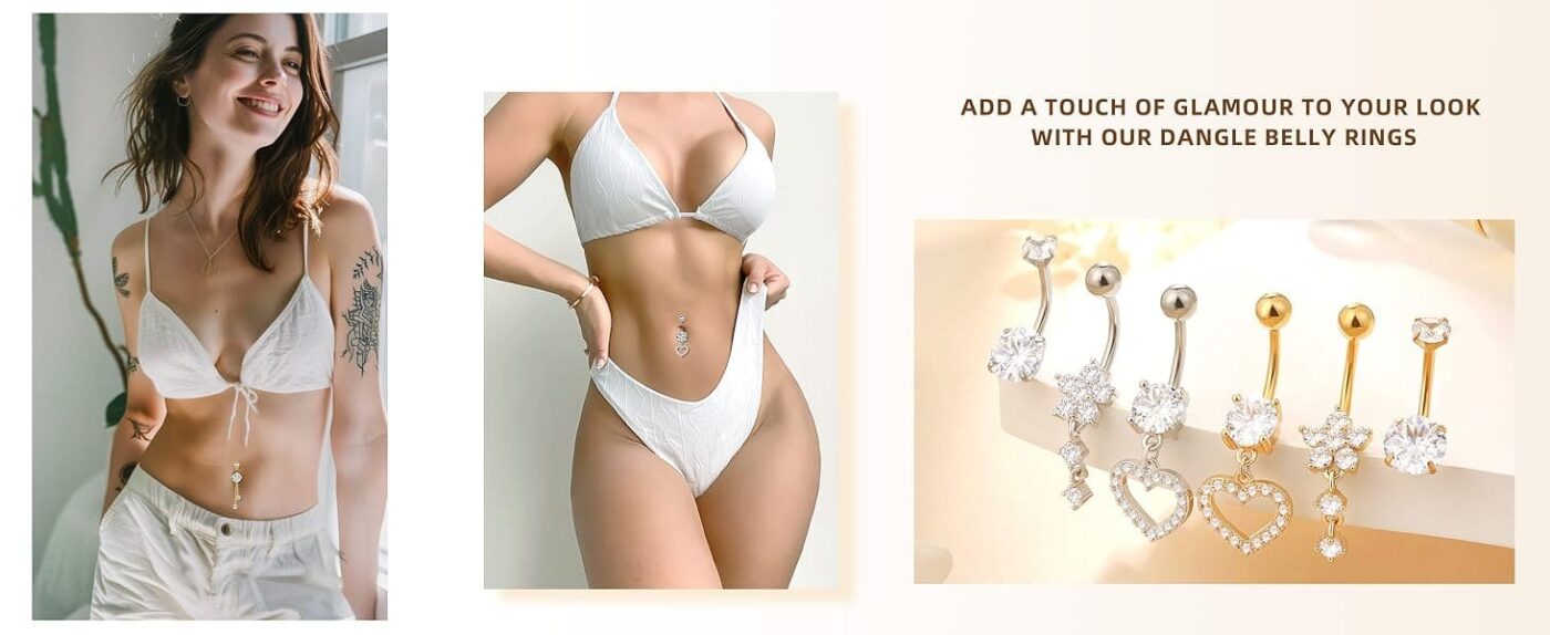 Description: Material: Stainless Steel Size: 1.6*10*5mm/0.06*0.39*0.2in Weight: 80g 5ps Stainless Steel Dangle Belly Rings Set Wholesale✨. Crafted from high-quality stainless steel, these rings are comfortable to wear. Each dangle dangle sways with your body, instantly enhancing your sexy aura and becoming a focal point.