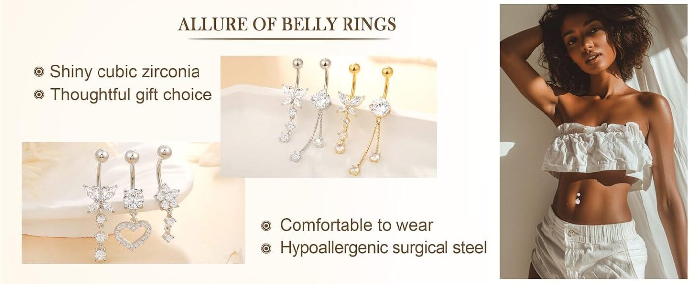 Description: Material: Stainless Steel Size: 1.6*10*5mm/0.06*0.39*0.2in Weight: 80g 5ps Stainless Steel Dangle Belly Rings Set Wholesale✨. Crafted from high-quality stainless steel, these rings are comfortable to wear. Each dangle dangle sways with your body, instantly enhancing your sexy aura and becoming a focal point.